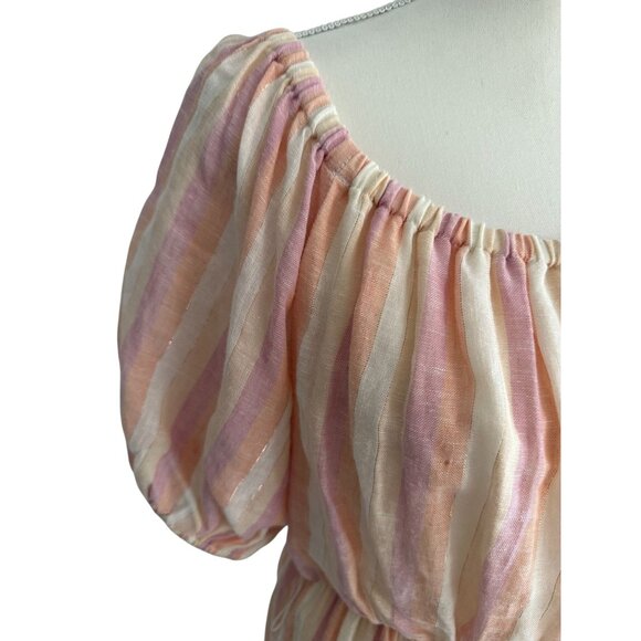 POOKIE & SEBASTIAN Striped Linen Blend Dress Size L - Picture 5 of 12